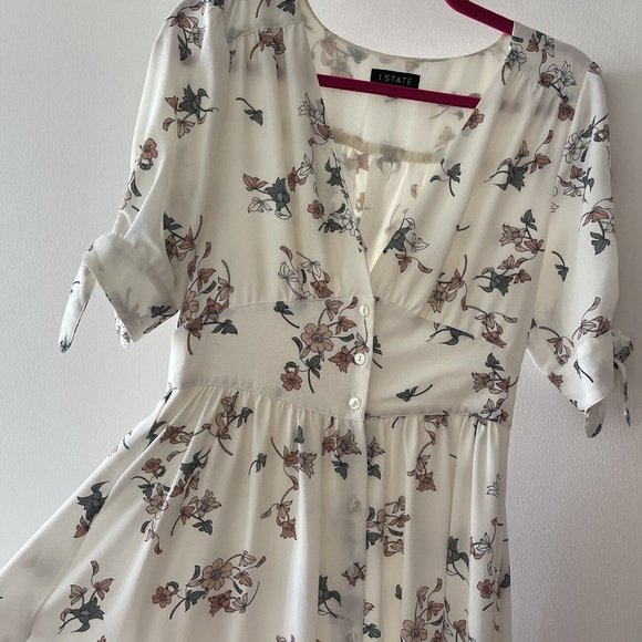 1. State Womens Buttons Dress White Size 4 Floral Print - Picture 5 of 6